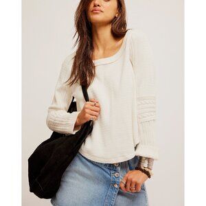 Free People White Long Sleeve Top